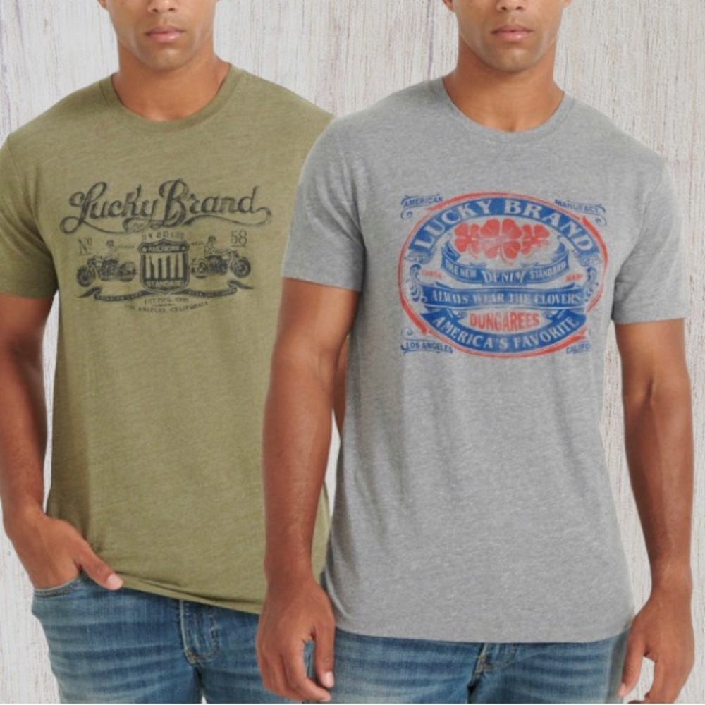 Lucky Brand Men’s Graphic Tees 2-Pack Green/Gray